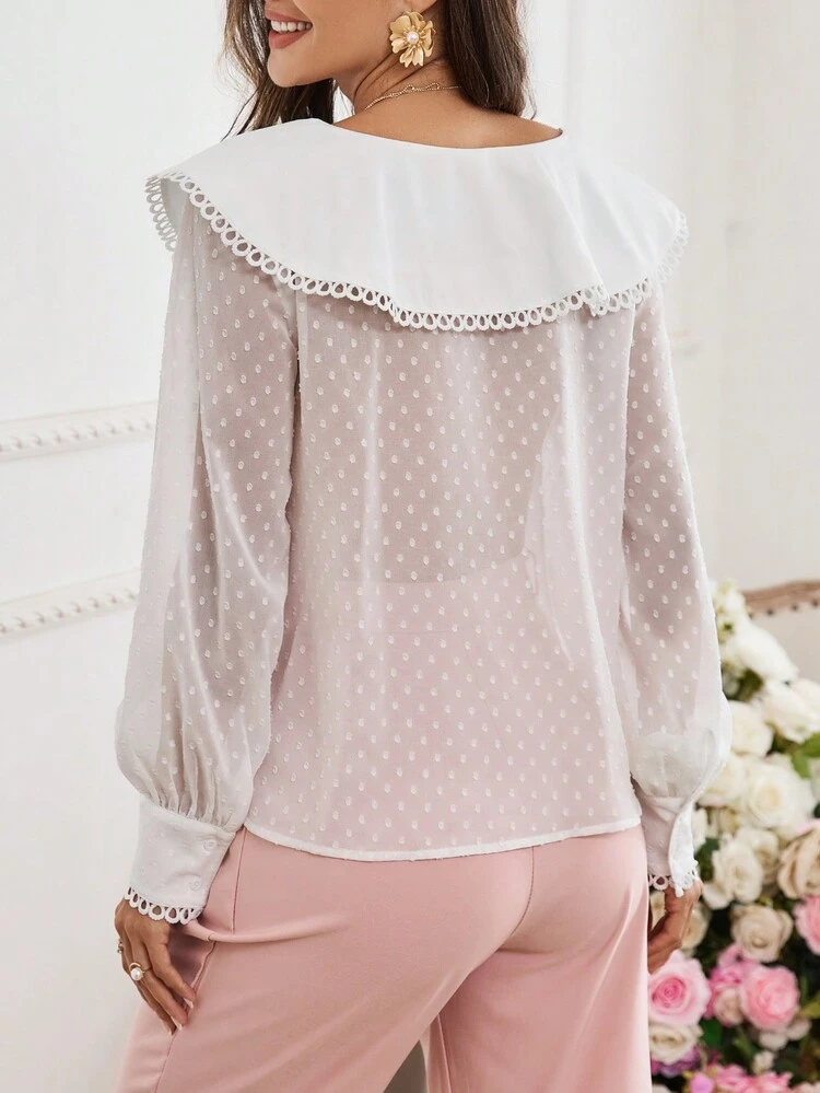 Women's Ruffle Hem Criss-Cross Neckline Shirt