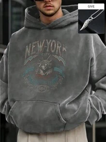 Sudadera con capucha de punto cálida para hombre para exteriores - Gris Oscuro - Ver 1