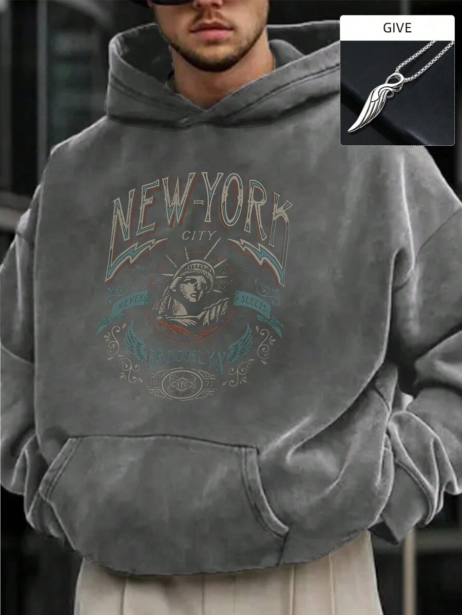 Sudadera con capucha de punto cálida para hombre para exteriores - Gris Oscuro - Ver 1