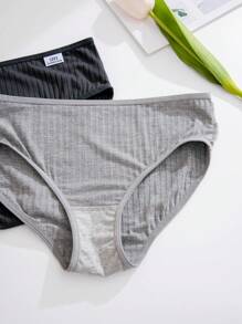 12pcs Ribbed Knit Triangle Panties - Multicolor - View 3