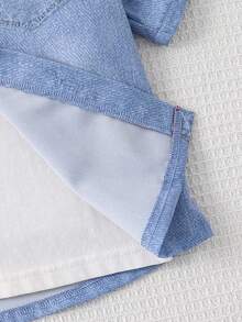 SHEIN Young Boy 2pcs/Set Everyday Casual Comfortable Short Sleeve Jacket & Shorts, Sun-Like & Handsome Design, Suitable For Spring And Autumn - Blue - View 6