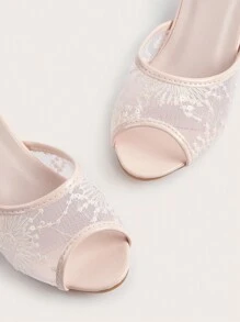 Kids' Embroidered High Heel Sandals - Pink - View 5