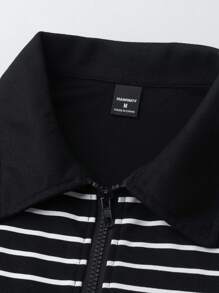 Manfinity Homme 男條紋短袖 Polo 衫 - 黑色 - 查看 5