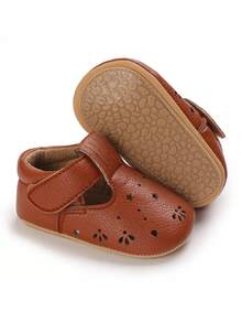 1對春夏季男孩pu防滑平底鞋,適用於嬰兒和幼兒 - 棕色 - 查看 2