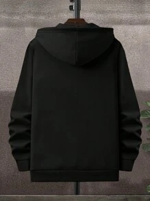 Felpa con cappuccio basic con tasche e zip, taglia comoda, in cotone, per uomo