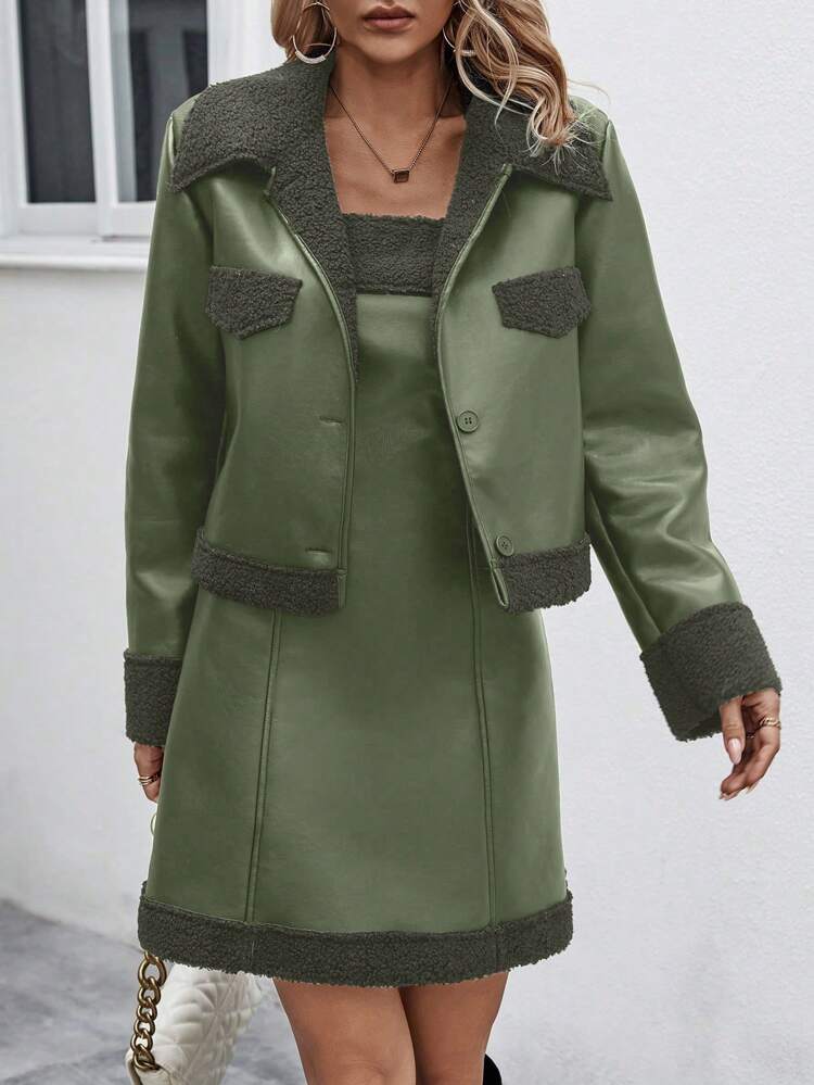 Women's Fur & Leather Integrated Two Piece Suit