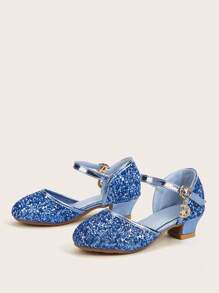 Zapatos De Bailarina Para Niñas Con Suela Suave Y Brillantina Azul, Planos Para Otoño - Azul - Ver 5