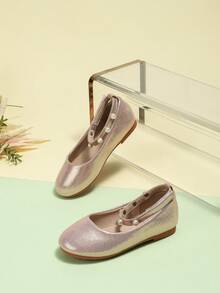 新品到貨女嬰軟底珍珠鞋,平底公主禮服鞋,適合學步女孩 - 粉色 - 查看 1