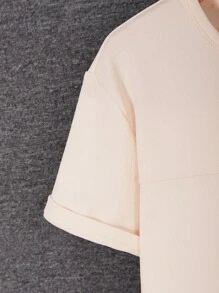 Camiseta De Manga Corta Con Cuello Redondo Y Bloque De Color Para Adolescentes