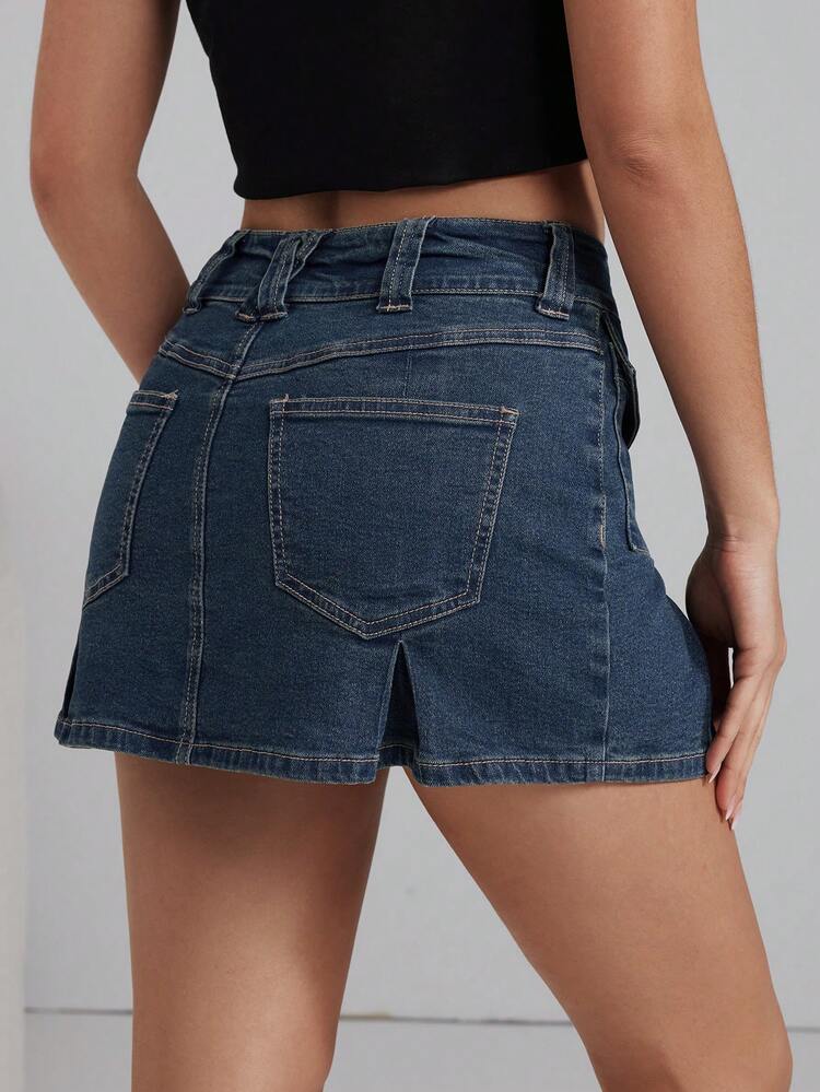 Women'S Pleated Denim Skirt