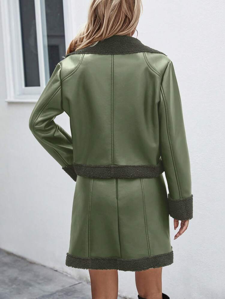 Women's Fur & Leather Integrated Two Piece Suit