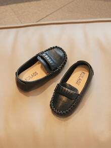 兒童黑色休閒平底樂福鞋 - 黑色 - 查看 2