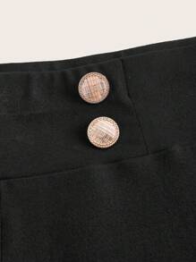 Chikora 大碼紐扣細節緊身打底褲