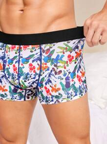Funny Cute Men's Graphic Print Fabric Trunks With Slight Stretch - White - View 5