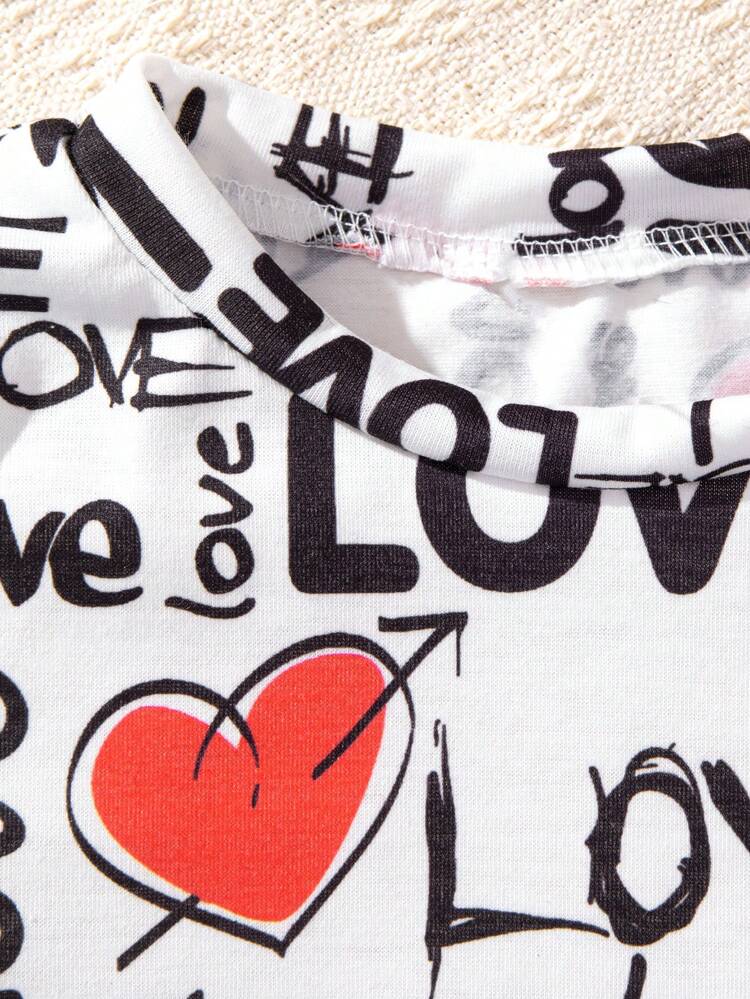 Little Girls' Heart & Letter Printed Dress
