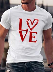 Manfinity VCAY Men's Knitted Short Sleeve T-Shirt With Heart Print - White - View 5