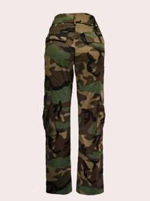 Pantalones cargo rectos de camuflaje casuales para mujer