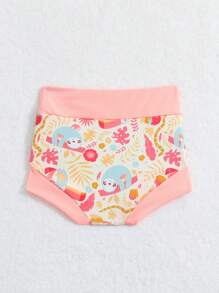 SHEIN Baby Girl Cartoon Plant Printed Swimsuit - Multicolor - View 2