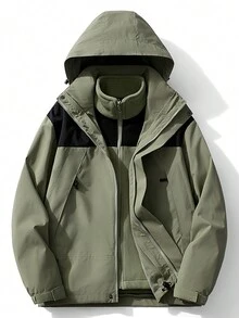 2入組男士時尚抗靜電風衣套裝 - 軍綠色 - 查看 1