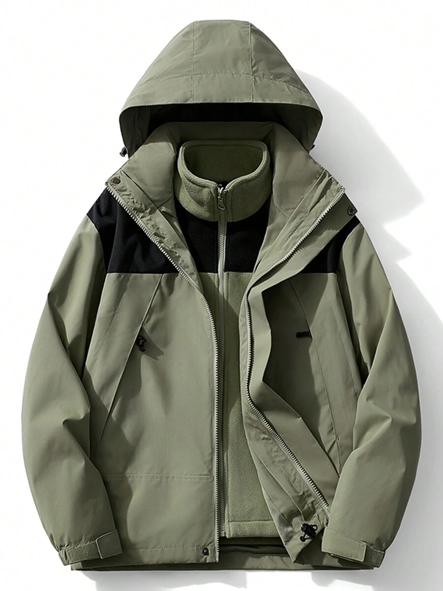 2入組男士時尚抗靜電風衣套裝 - 軍綠色 - 查看 1