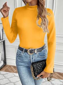 EMERY ROSE Long Sleeve Warm Lined T-Shirt - Yellow - View 4