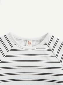 Infant Boys' Solid Color Round Neck Sweatshirt With Planet Pattern Raglan Sleeves, 3pcs/Set - Dark Grey - View 10