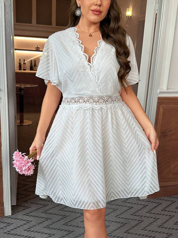 Plus Size Lace Splicing Dress