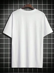 Manfinity Homme 男士字母拼接短袖t恤 - 白色 - 查看 2