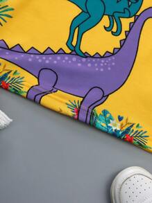 SHEIN Kids' Casual Cartoon Dinosaur Printed Short Sleeve T-Shirt
