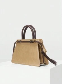 MOTF PREMIUM PU LEATHER BUCKLE DETAIL ZIPPER TOP HANDLE BAG - Multicolor - View 2