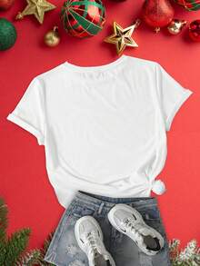 SHEIN Qutie 女士標語印花短袖t恤