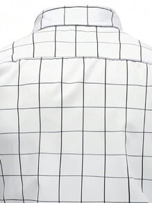 Manfinity Mode Men Plaid Print Button Up Shirt Long Sleeve Graphic Work Business Shirt - White - View 5