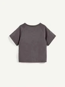 Infant Boys' Solid Color Round Neck Sweatshirt With Planet Pattern Raglan Sleeves, 3pcs/Set - Dark Grey - View 4