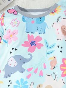 Baby Girl Autumn Fun & Cute Cartoon Printed Set - Green - View 6