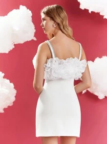 Enchnt Vestido De Tirantes Para Mujer Con Borde Con Volantes Exagerados