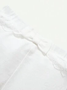 Cozy Pixies Baby Girls' Knitted Soft And Comfortable Three-piece Set With Polka Dot Patterned Long Pants And Flower Embroidered Cuffs - Pink - View 10