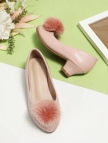 新款女童正式裙裝高跟鞋，可愛粉色粗跟鞋款，適用於小女孩 - 粉色 - 查看 4