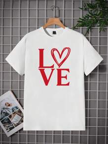 Manfinity VCAY Men's Knitted Short Sleeve T-Shirt With Heart Print - White - View 2