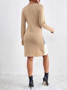 SHEIN Clasi Women'S Color Block Sweater Dress - Multicolor - View 2