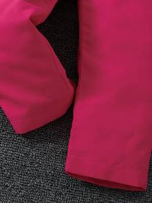 SHEIN 幼兒女童粉紅蕾絲網布拼接長袖連身褲 - 玫紅色 - 查看 4