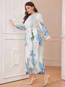 Modelyn Của phụ nữ Kích thước lớn In hoa Xếp li Đầm - Nhiều màu - Xem 4