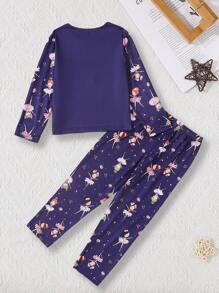 Genkimix Kids Young Girl Cartoon Ballet Dancer Printed Pajama Set