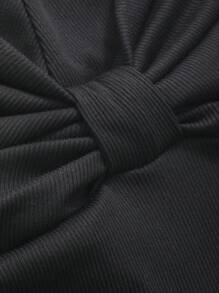 DAZY Women's Elegant Solid Color Off-Shoulder Ruched Fitted T-Shirt,Off Shoulder Top - Black - View 6