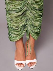 Hauture Tie Dye Drawstring Top & Skirt Two Piece Set