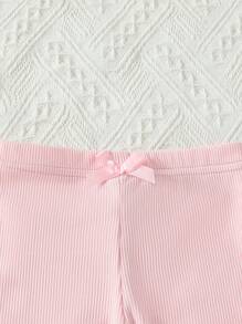 SHEIN Vintaside Kids Baby Girls' 4-Piece Casual Versatile Cute Shorts Set, Summer - Multicolor - View 8