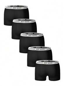 Men'S 5pcs/Lot Briefs Set With Letter Print & Woven Waistband