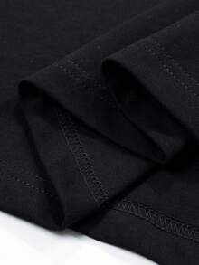 Camiseta De Hombre Con Manga Raglán 2 En 1 Con Estampado De Camuflaje Y Patchwork - Negro - Ver 5