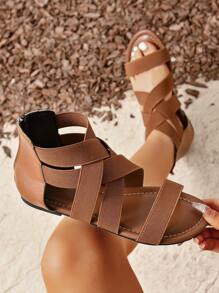 Women Flat Sandals - Khaki - View 2