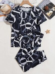 Tween Boys' Letter Print Homewear Set - Black - View 1