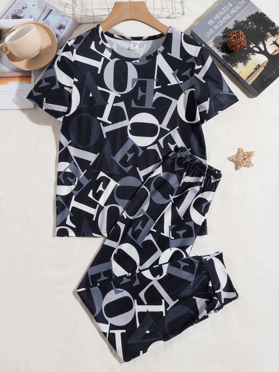 Tween Boys' Letter Print Homewear Set - Black - View 1